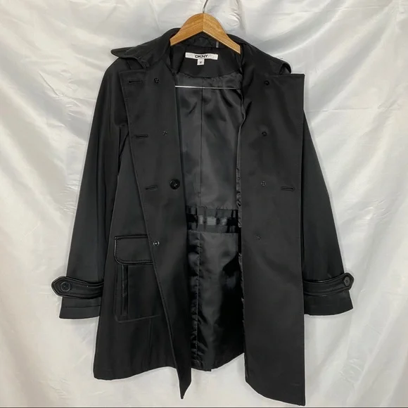 DKNY Black Rain Jacket, Fully Lined Medium - Picture 5 of 8